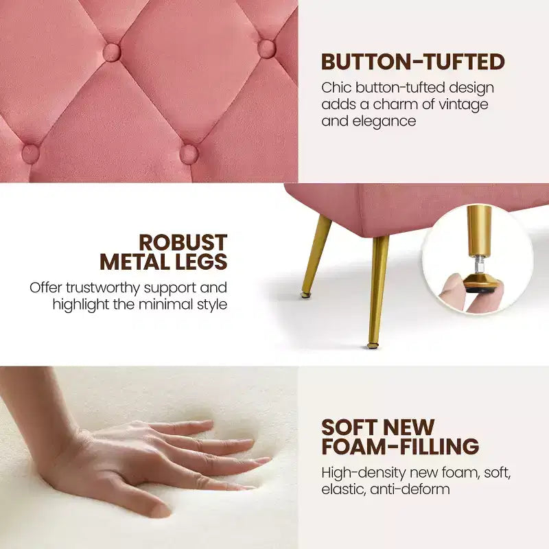 Modern Upholstered Button-Tufted Ottoman Footstool Bench for Bedroom