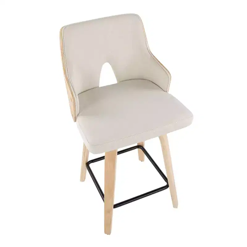Set of 2 Stella Counter Height Barstools: Swivel, Full Back, Upholstered - LumiSource