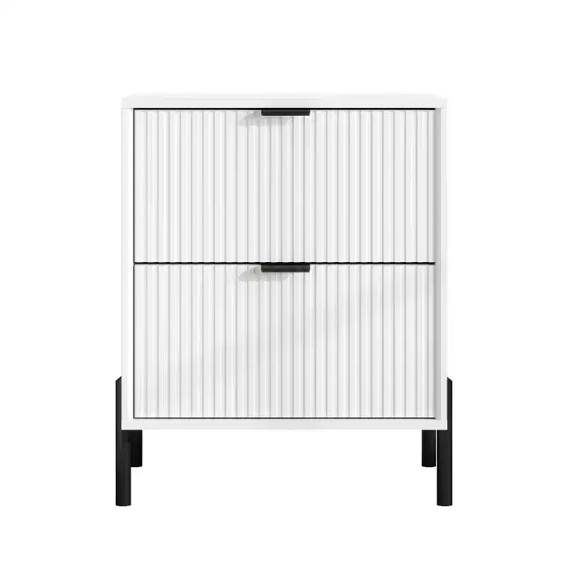 Festivo 4pc Modern Elegance Bedremm Chest and Dresser and 2 Drawer Nightstands Set Off-White