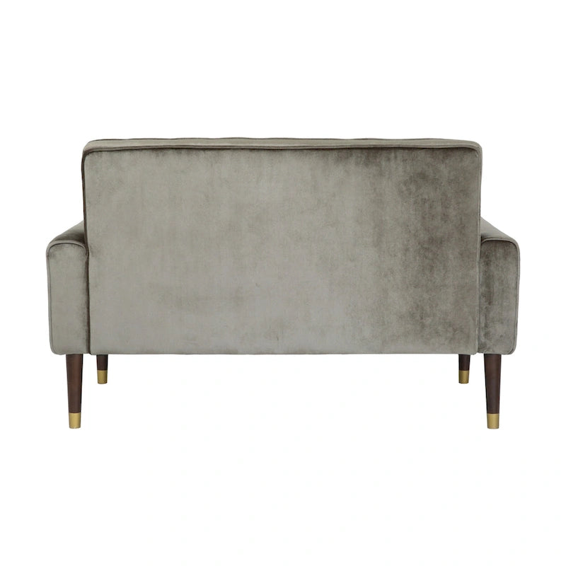 Mid-Century Modern Tufted Velvet Loveseat with Gold Tapered Legs