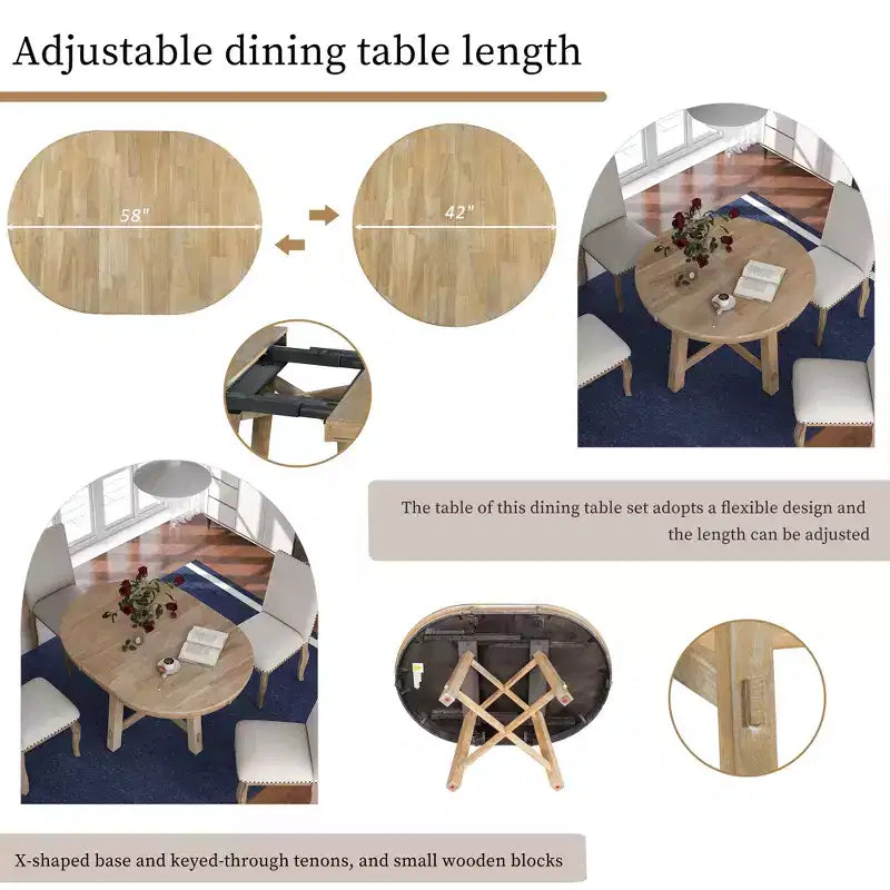 Farmhouse Dining Table with 4-Leg X-Shaped Base and 16