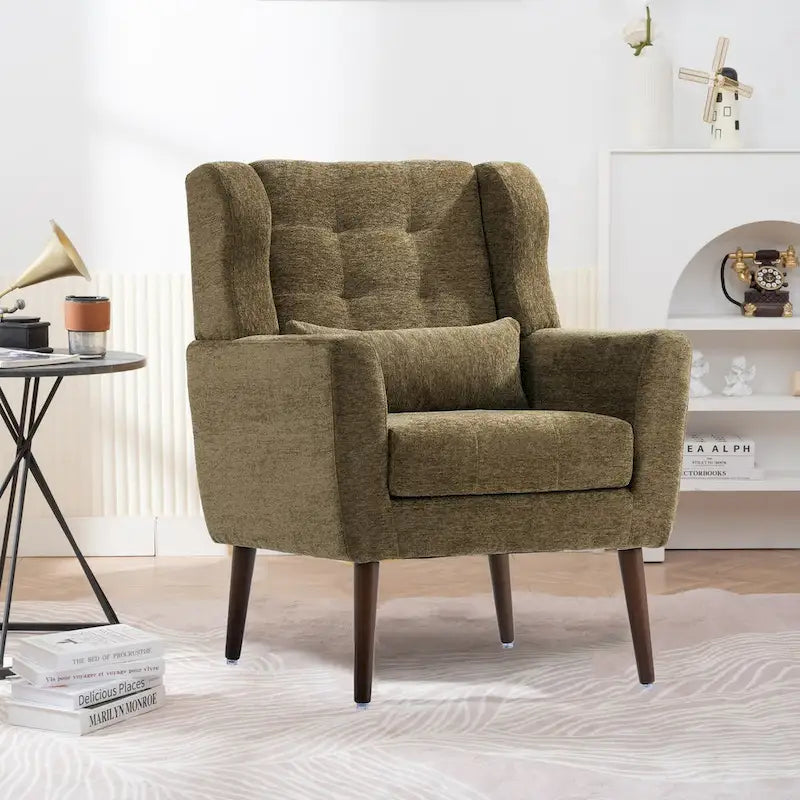 Mid-Century Modern Accent Chair with Waist Cushion