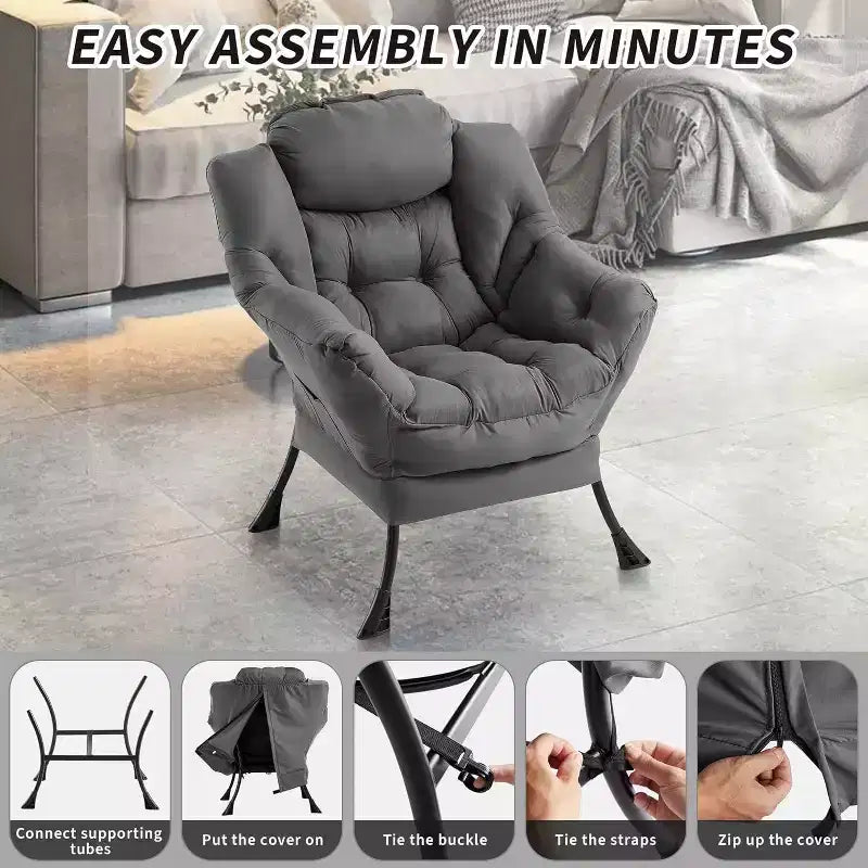 Modern Lounge Chair - Slim Profile Armchair for Small Spaces