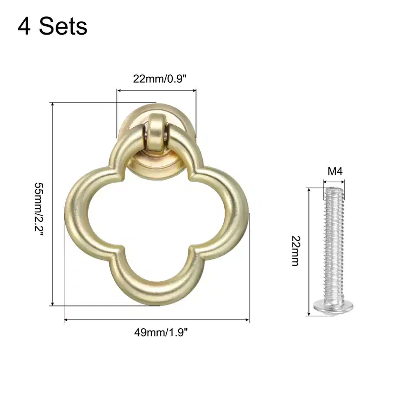 Unique Bargains Zinc Alloy Flower Ring Drawer Pulls with Screws for Dresser Closet