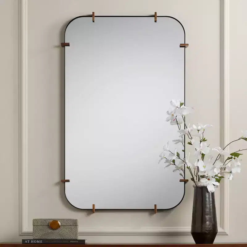 Radius 24 x 38 Black Rounded Edge Wall Mirror