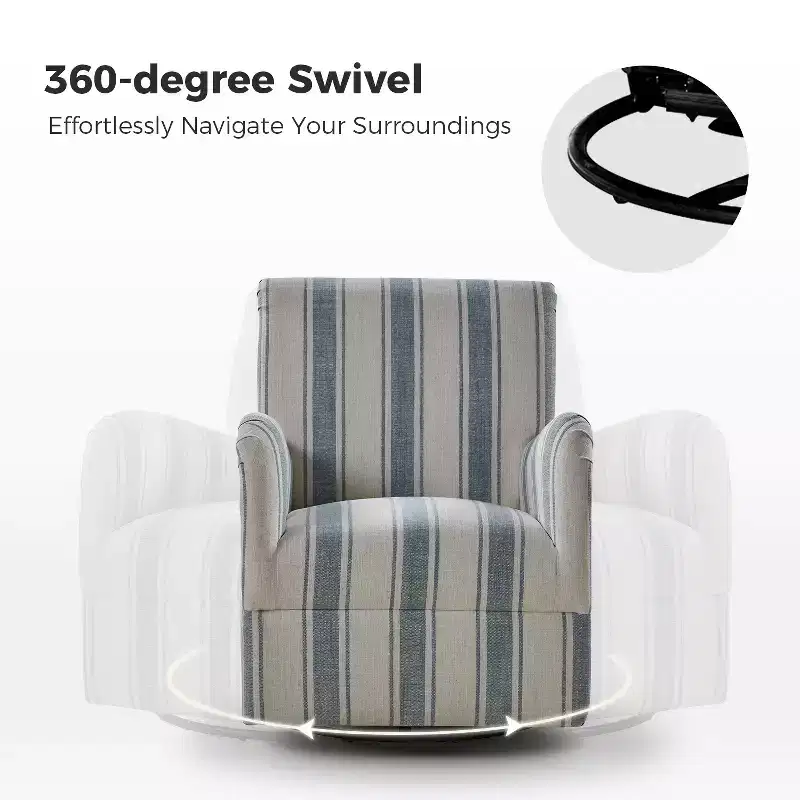 Set of 2 Livia Transitional 360-Degree Swivel Armchair With Jacobean Strip Pattern | HULALA HOME