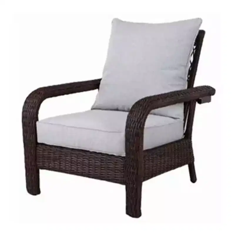 Four Seasons Courtyard Montego Bay Seating Furniture Set with 2 Adjustable All Weather Patio Outdoor Cushioned Chairs for Decks and Porches, Brown