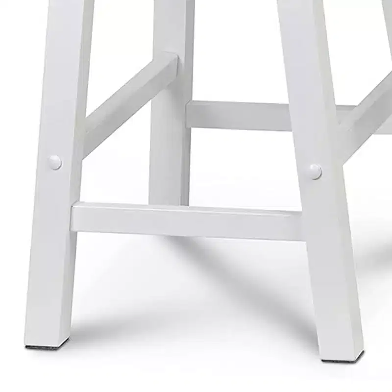 PJ Wood Classic Saddle Seat 24 Inch Tall Kitchen Counter Stools, White (8 Pack)
