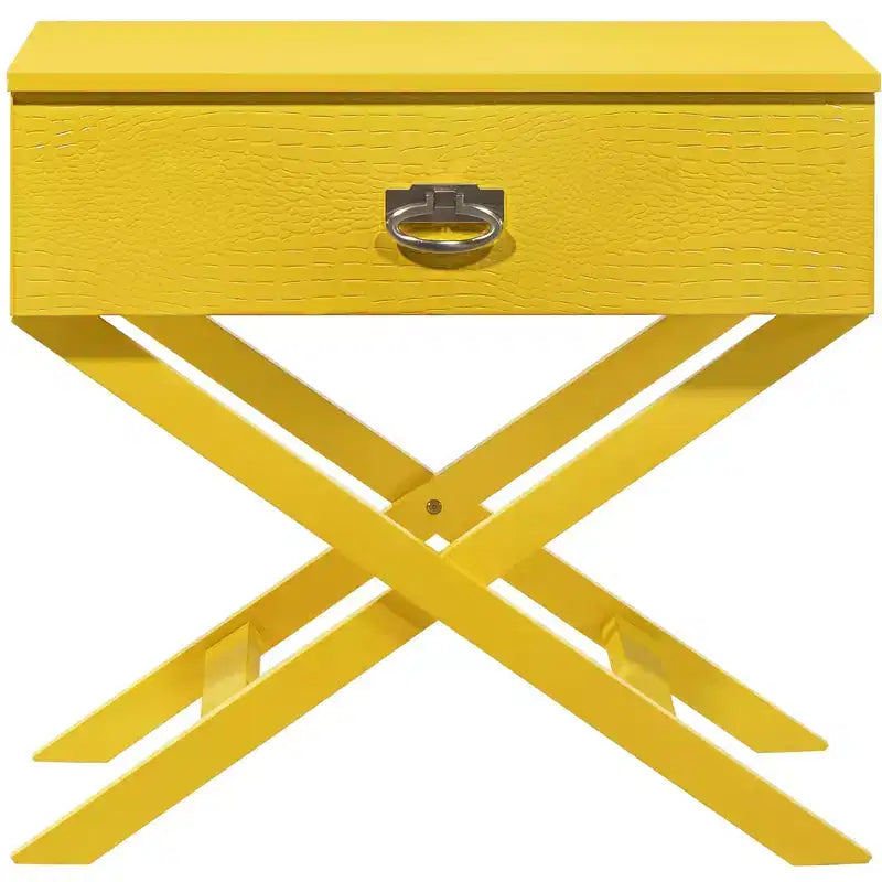 X Frame 1-Drawer Nightstand with Textured Drawer Front