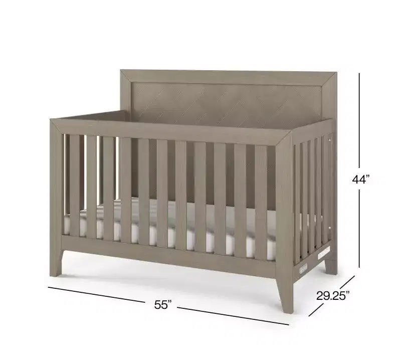 Child Craft Kieran 4-in-1 Convertible Crib, Double Dresser, Chest, and Nightstand 4-Piece Nursery Set