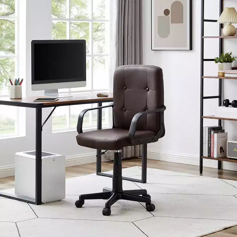 VECELO Home Office Desk Chair with Armrests, Mid Back Adjustable Height