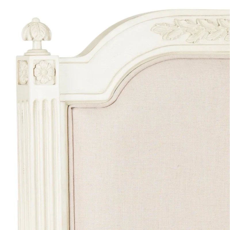 French Country Style Wood Headboard with Upholstered Panel