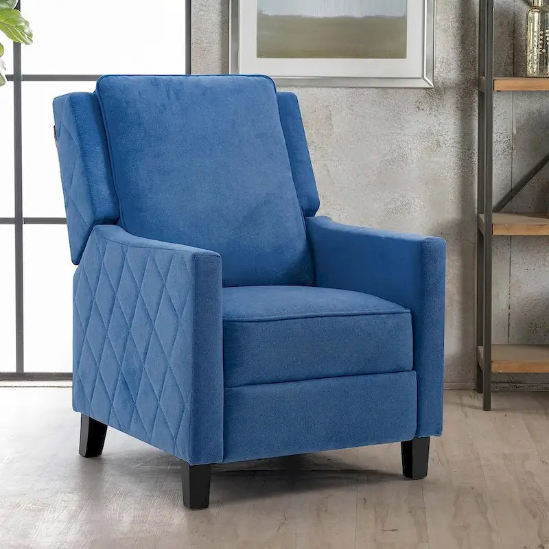 Push Back Recliner Chair with Linen Wing Back