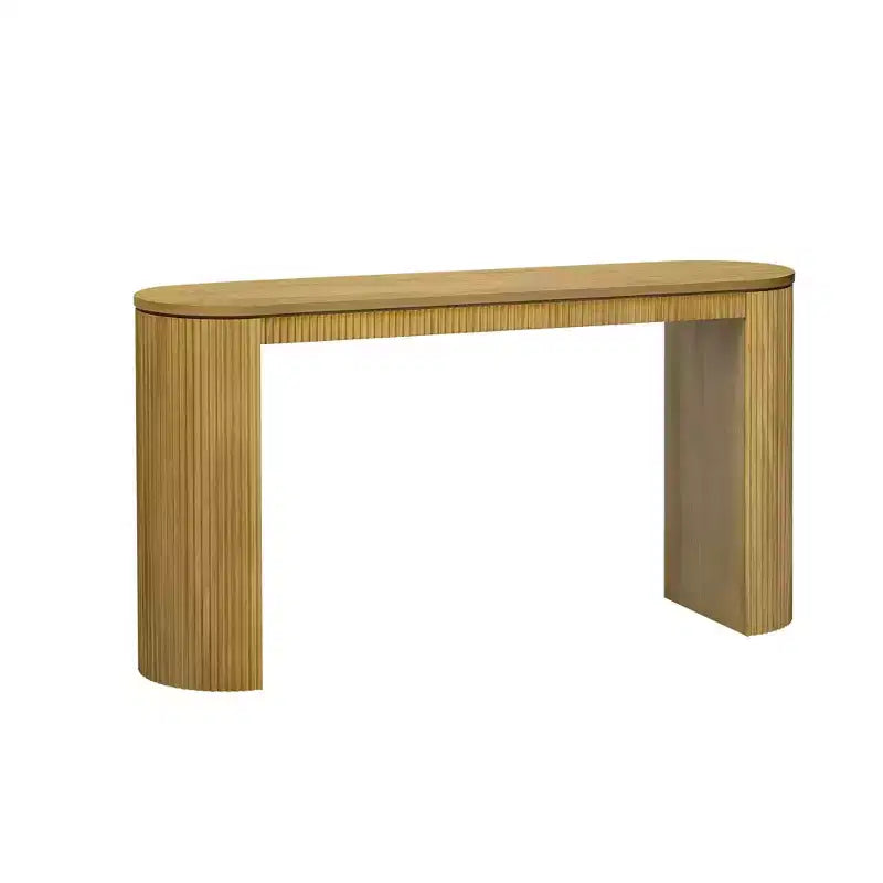 Modern Entryway Console Table with Curved Legs, Vertical Stripe Design, Narrow Table for Living Room