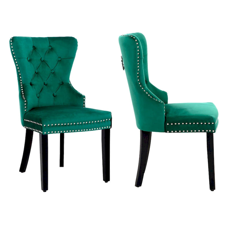 Grandview Tufted Upholstered Dining Chair (Set of 2) with Nailhead Trim and Ring Pull