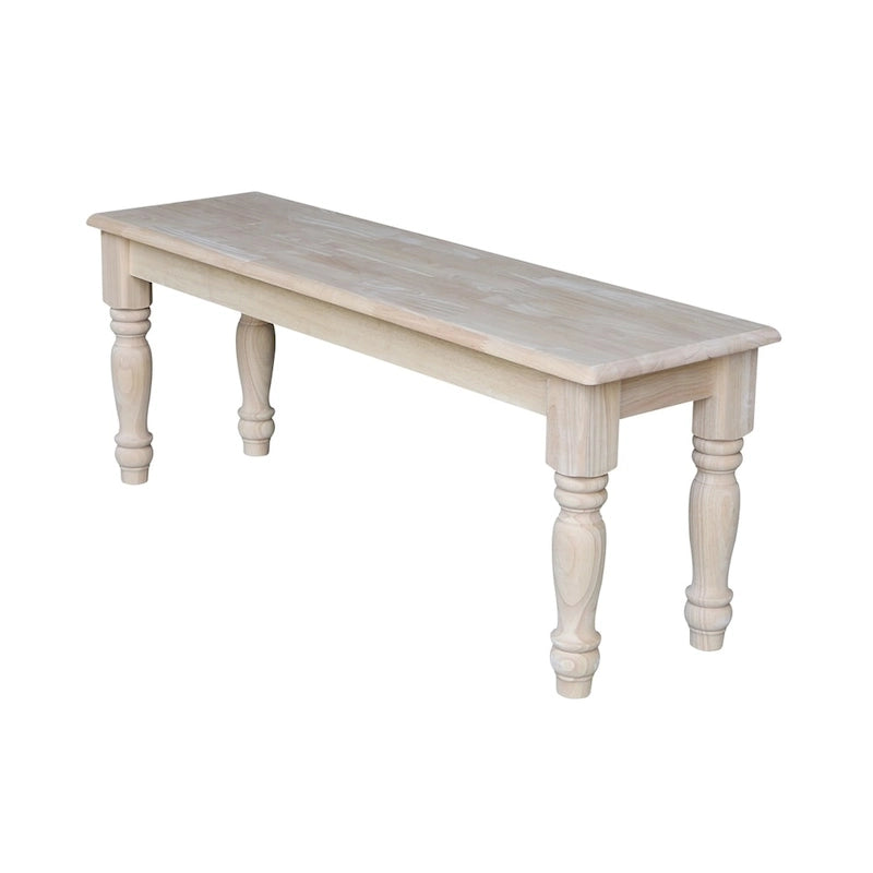 Unfinished Farmhouse Dining Bench, Solid Wood