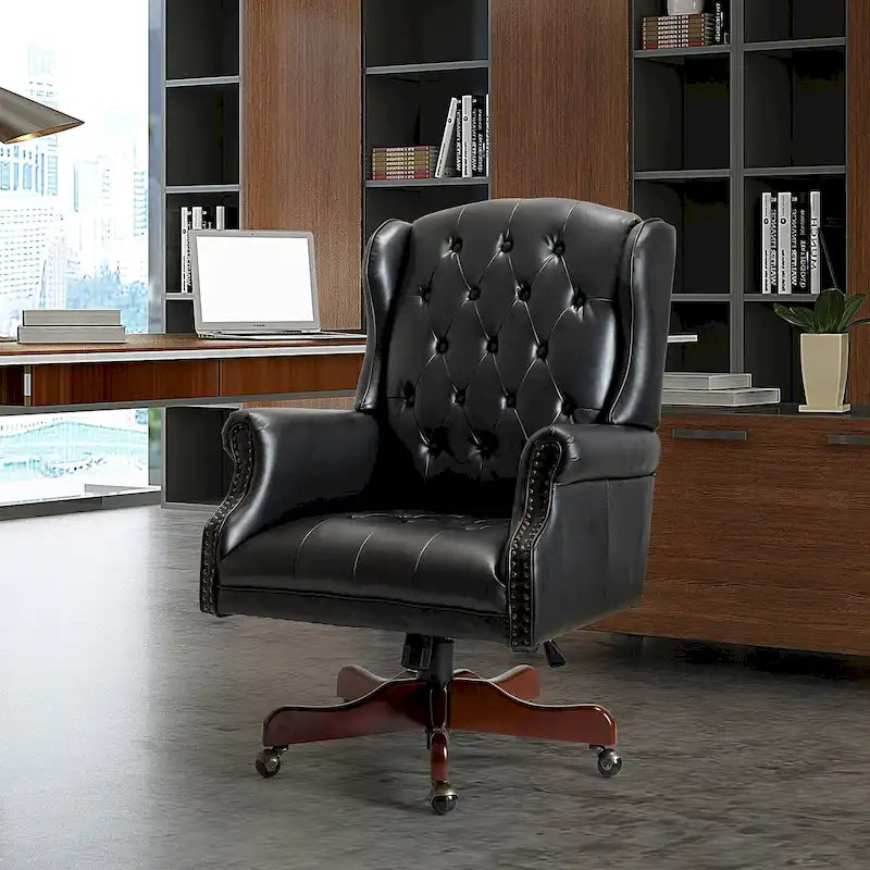 Modern swivel executive chair with tufted backrest