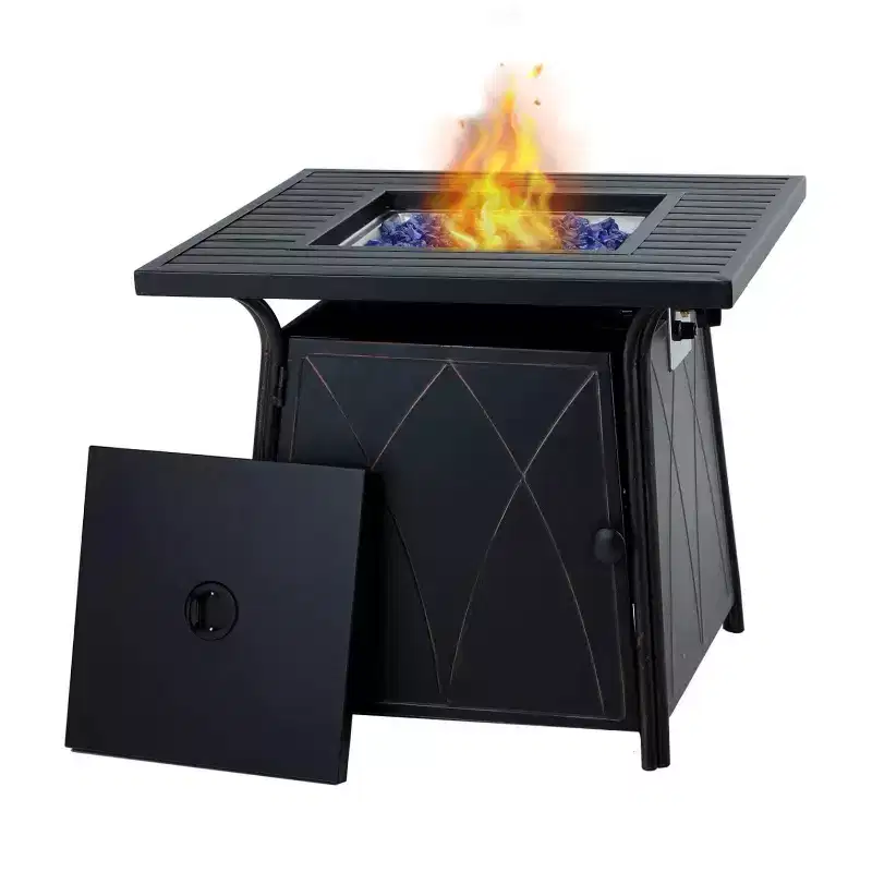 5pc Outdoor Conversation Set with Swivel Chairs & 28" Square Propane Fire Table - Captiva Designs