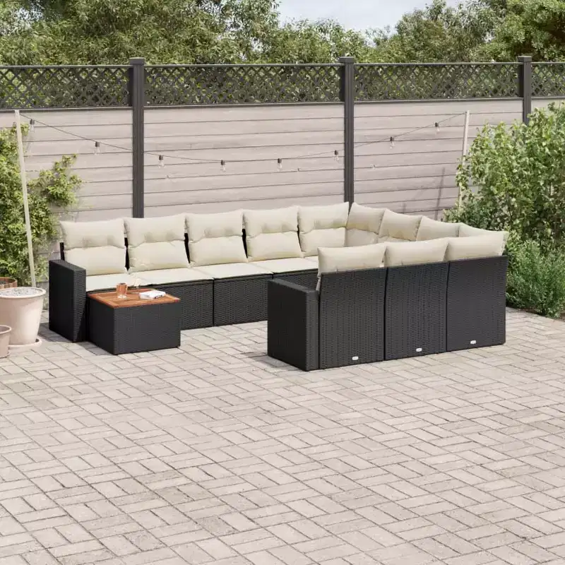 Outdoor Sofa Solid Acacia Wood and Polyester Natural
