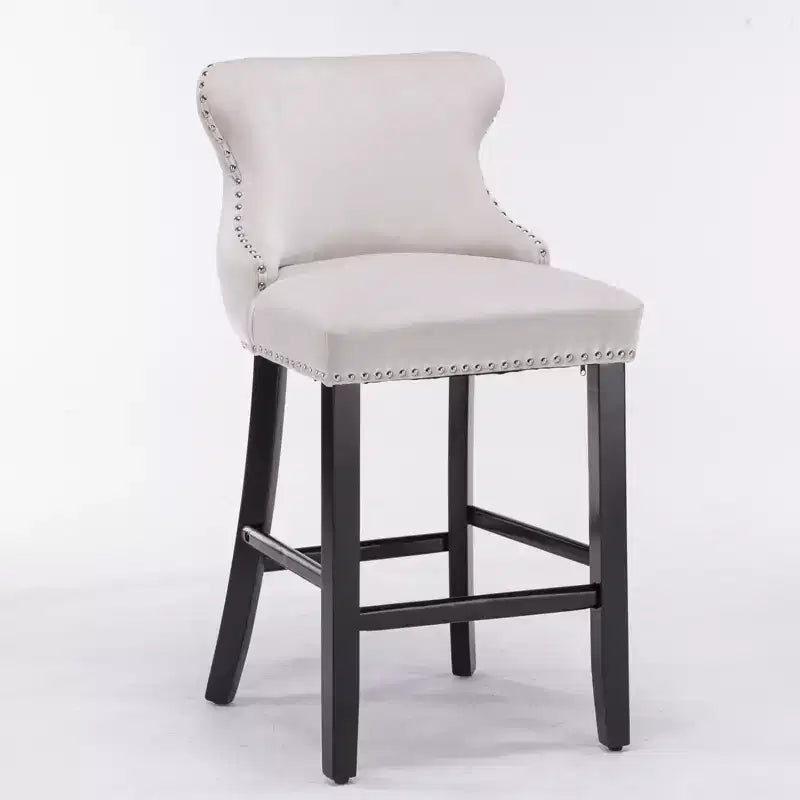 Modern Velvet Wing-Back Counter Stools Set of 2 - Upholstered Bar Chairs for Kitchen, Cafe