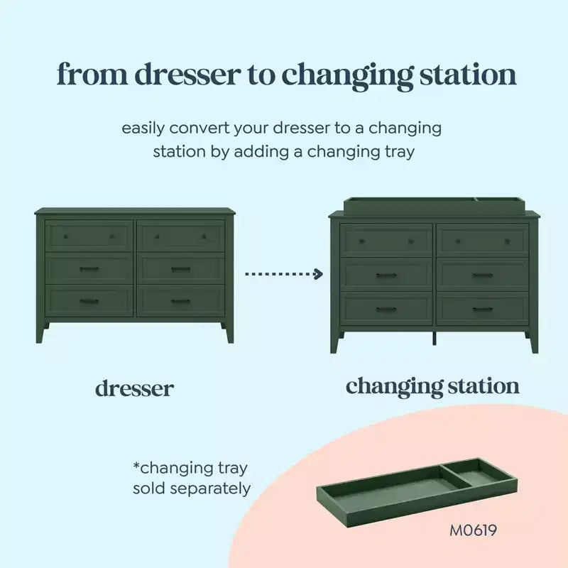 6-Drawer Nursery Dresser -Pine Wood