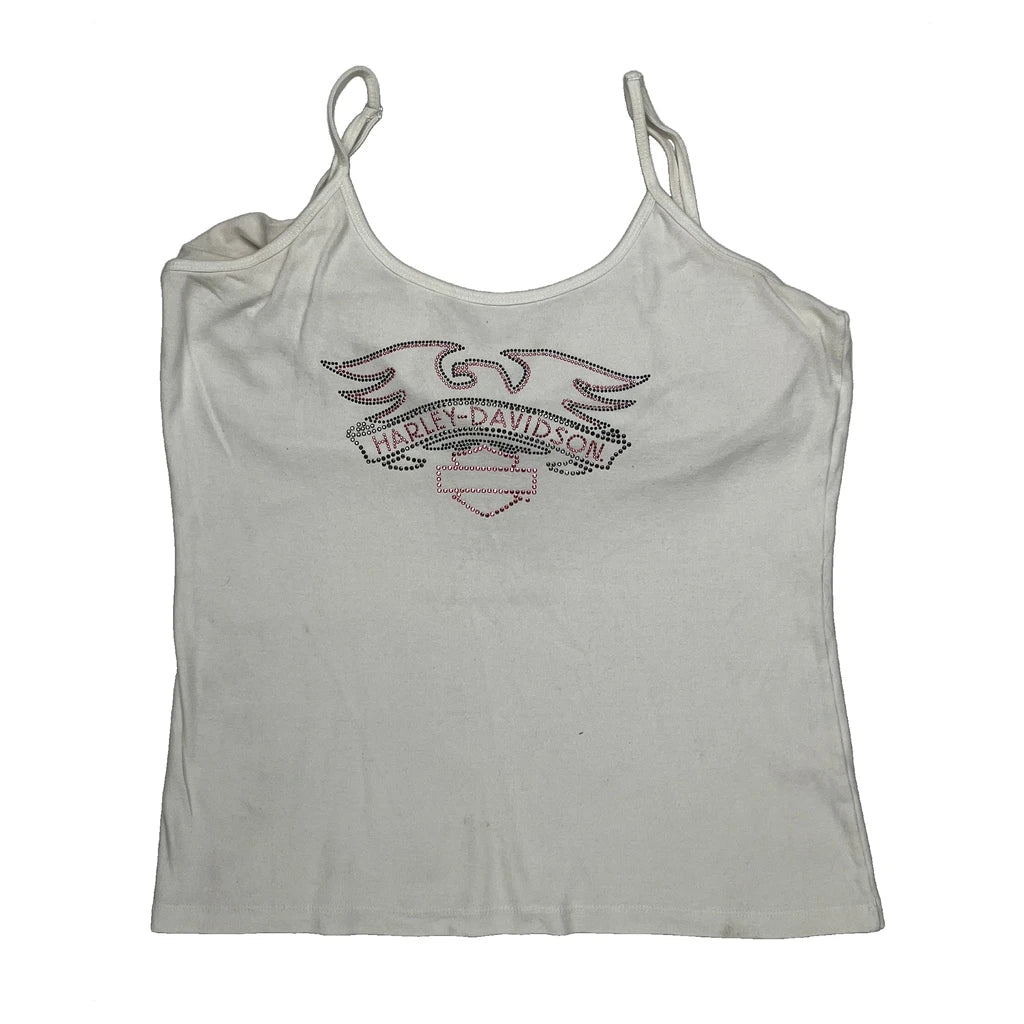 Women's Casual Graphic Tank Top White Cotton Regular Fit XL
