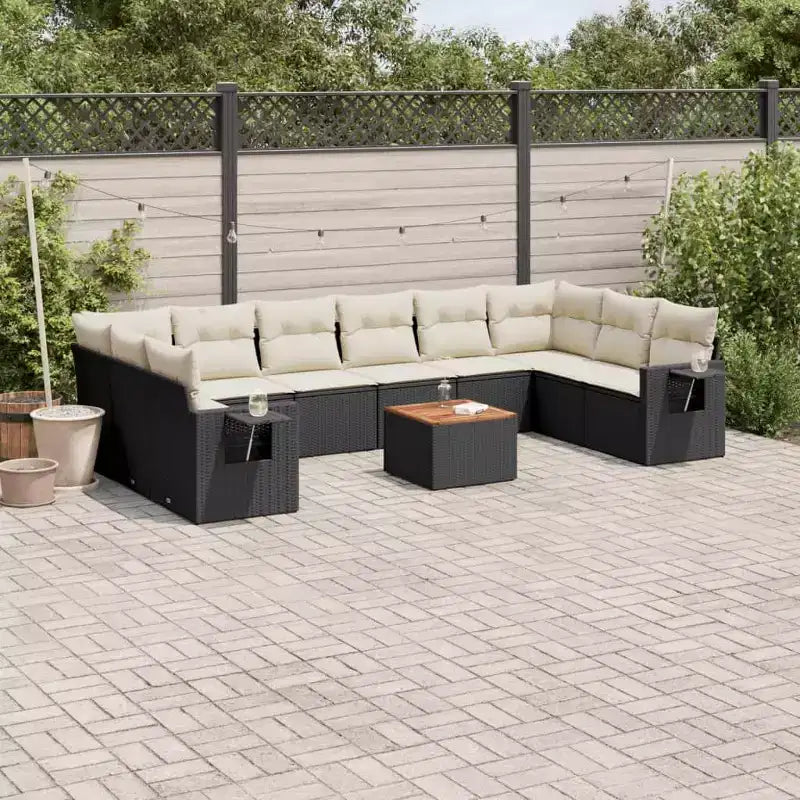 vidaXL Outdoor Sofa Set Solid Acacia Wood and Polyester Natural