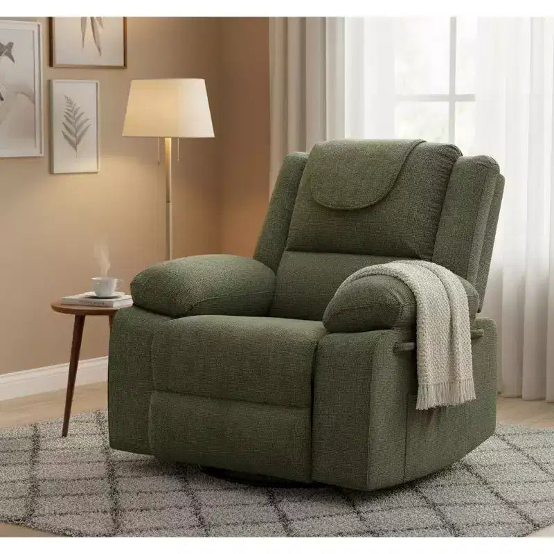 Rocking Nursery Recliner Chair, 360�� Swivel with Vibration Massage and Heating