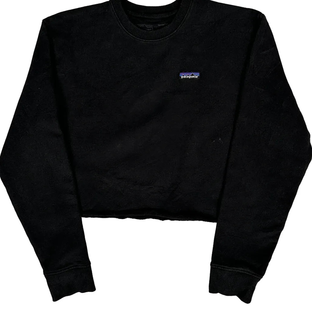 Cropped Sweatshirt - Large Black Polyester Blend
