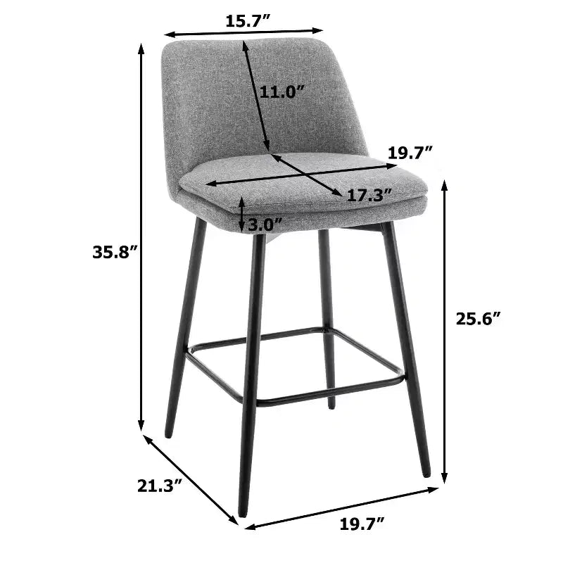 Counter Height Swivel Bar Stool, Linen & Matte Black