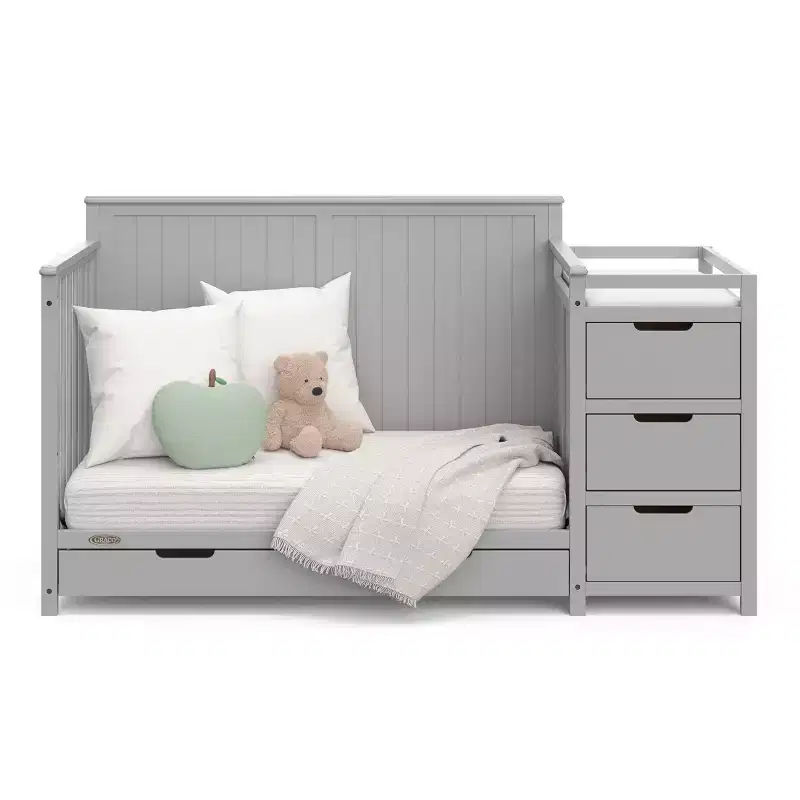 5-in-1 Convertible Crib and Changer with Drawer