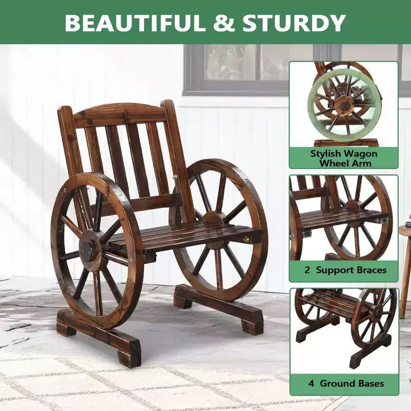 Karl Home | Wagon-Inspired Solid Wood Patio Dining Chair