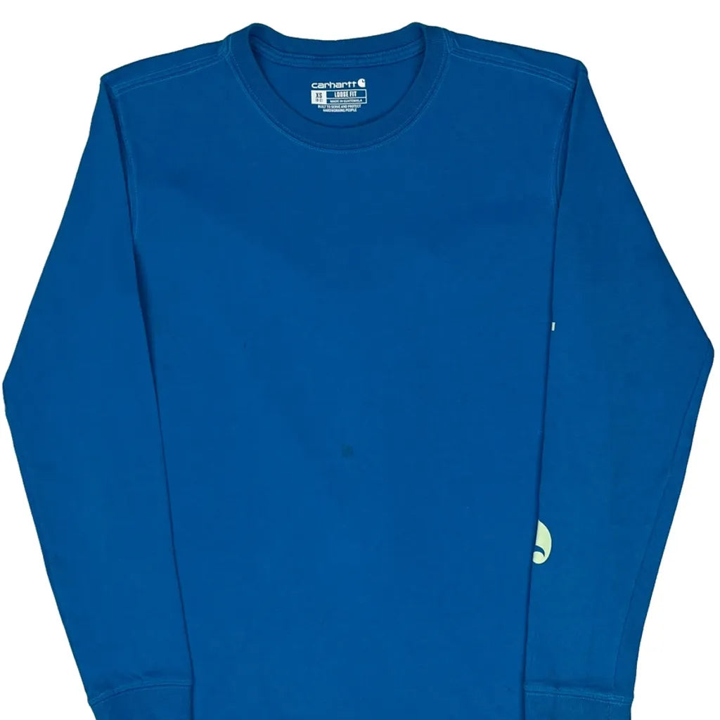 Long Sleeve T-Shirt XS Blue Cotton Women's Casual Crew Neck