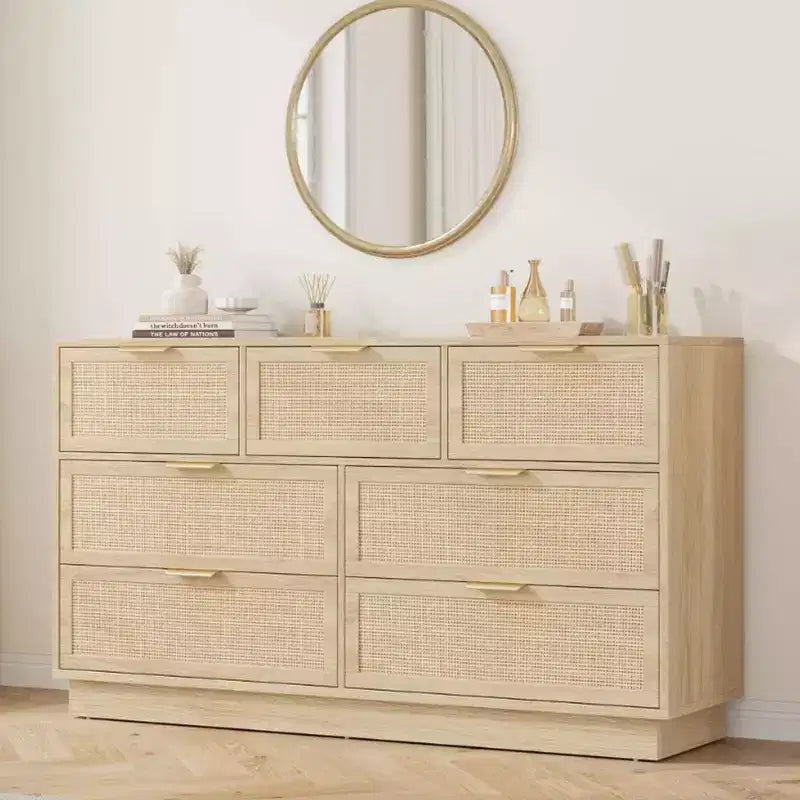 Rattan 7-Drawer Dresser - 55