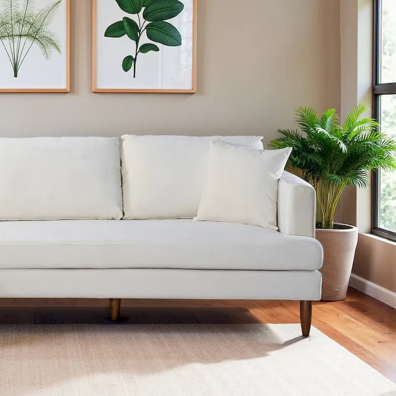 Mid-Century Modern L-Shaped Pillow Back Velvet Sectional Sofa