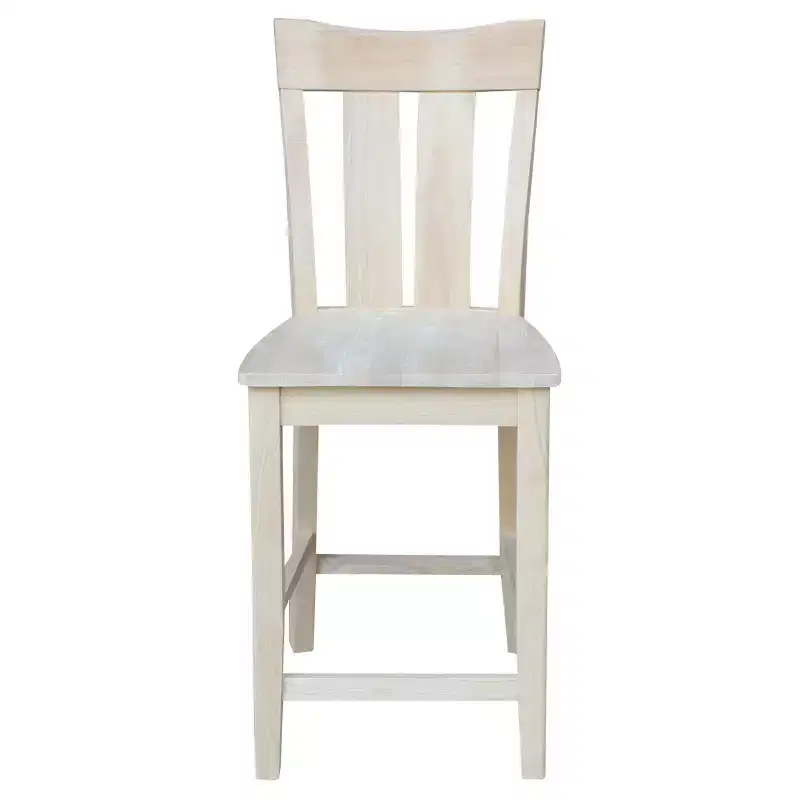 24" Ava Counter Height Barstool Unfinished - International Concepts: Solid Wood, Square Seat