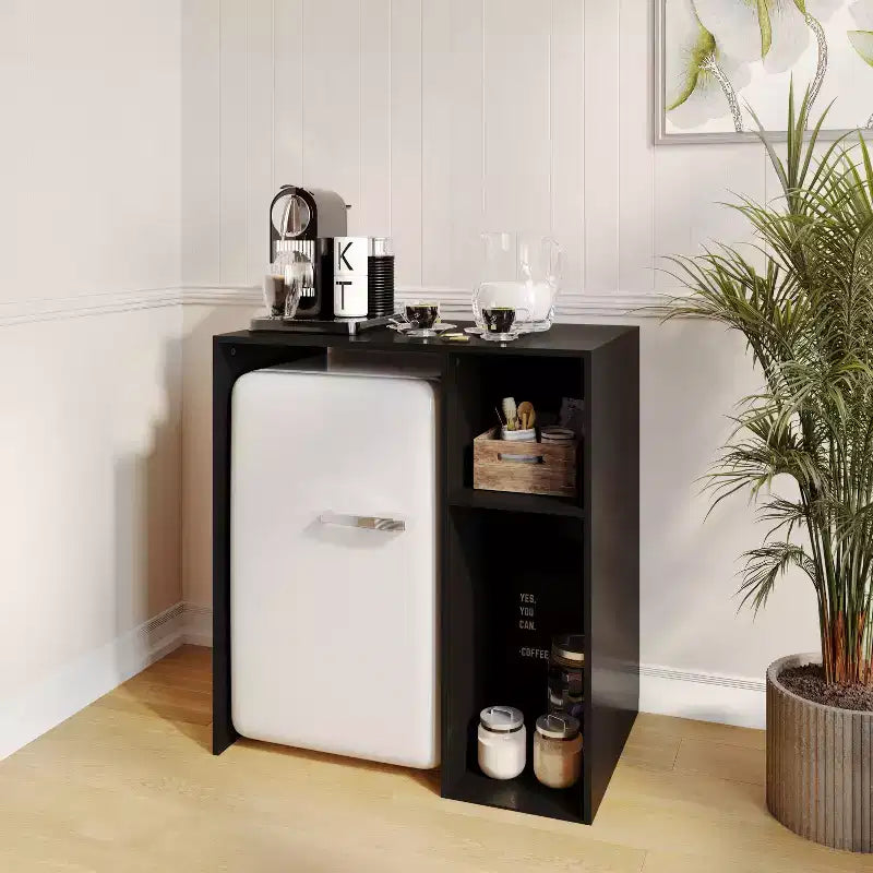 Mini Fridge Bookshelf Storage Station with Cubbies, Space-Saving Organizer