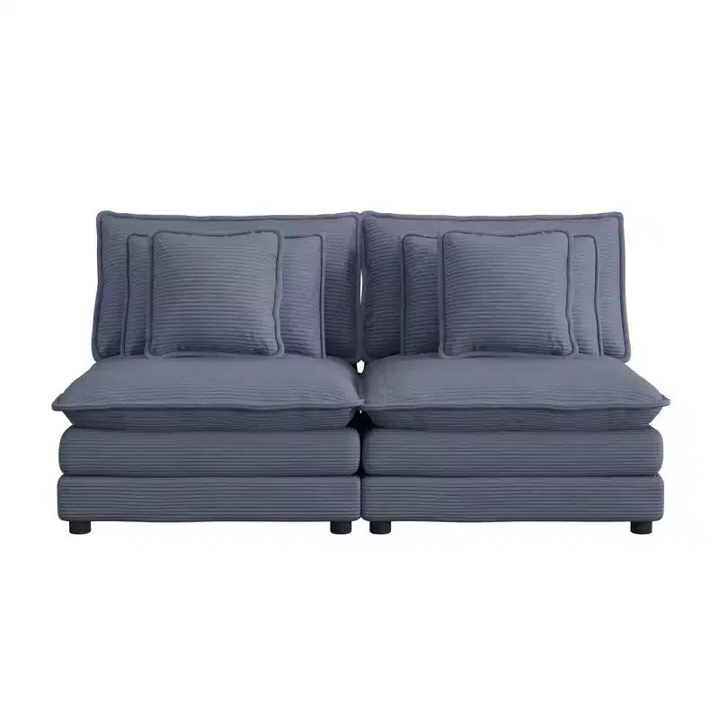 MAYEERTY 70.8 Modern Sofa Modular Sofa Upholstered Corduroy with Four Pillows for Living Room Blue