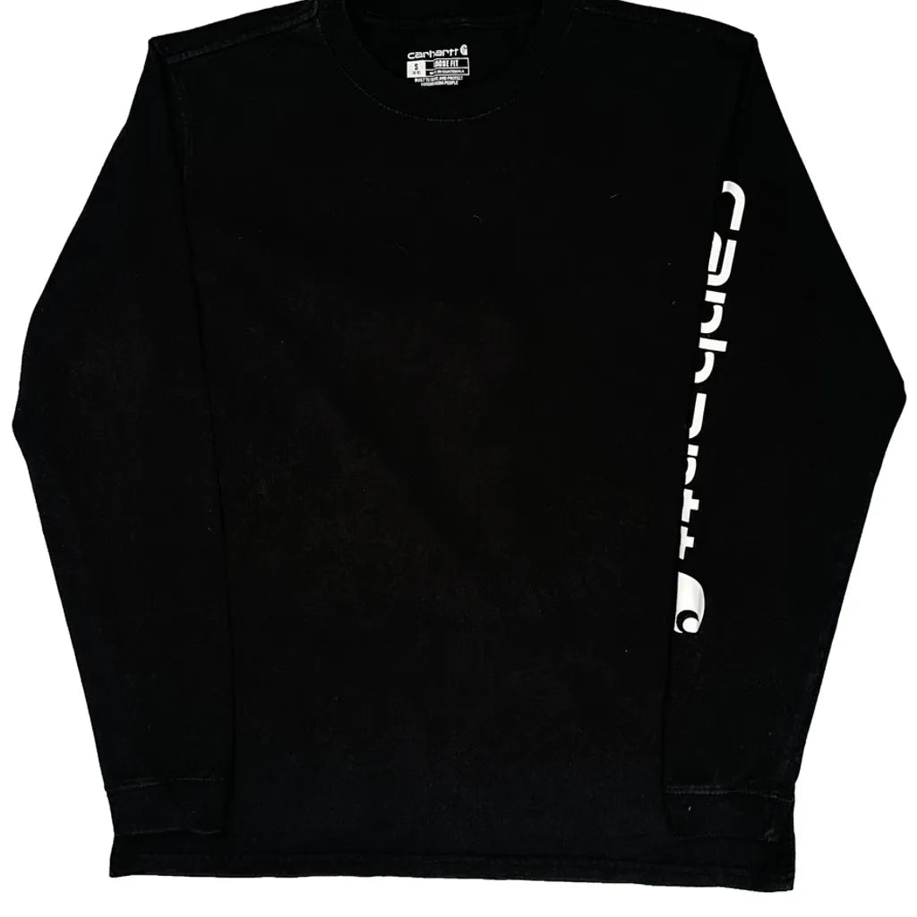 Women's Long Sleeve Crew Neck T-Shirt Black Cotton Regular Fit