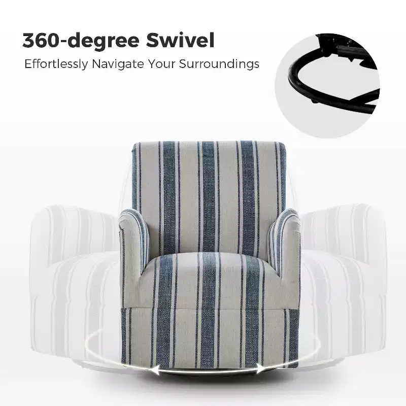 Set of 2 Livia Transitional 360-Degree Swivel Armchair With Jacobean Strip Pattern | HULALA HOME