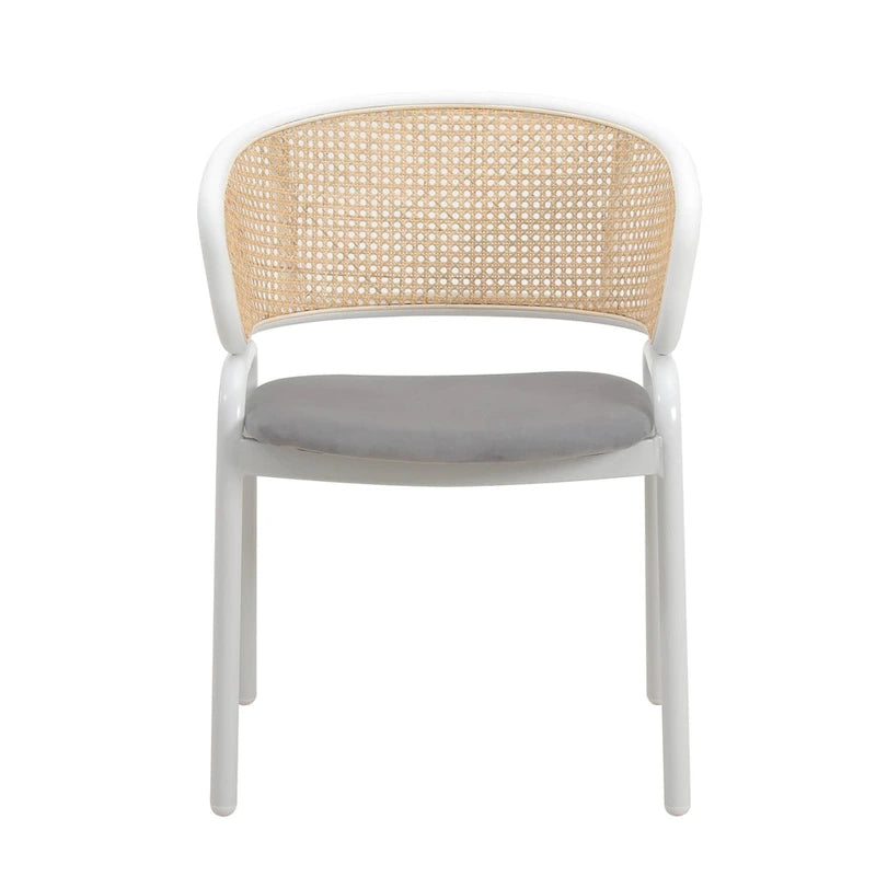 Modern Stylish Dining Arm Chair with Rattan Back and Steel Legs