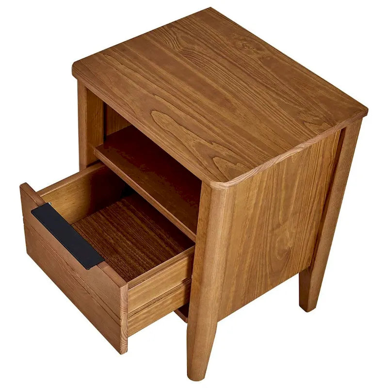 California Classic 1 Drawer Wooden Nightstand End Table, Honey Brown - 19.40
