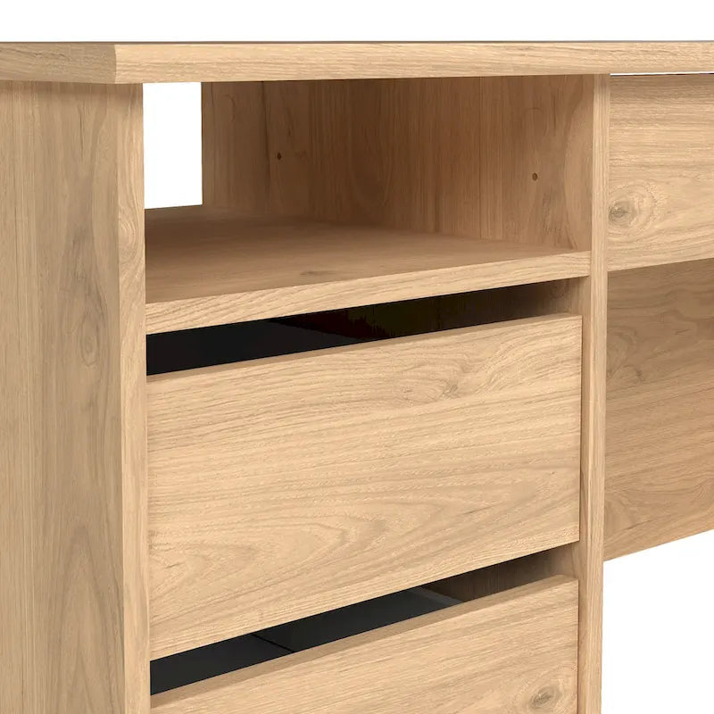 Home Office Writing Desk with 4 Drawers and Open Shelf