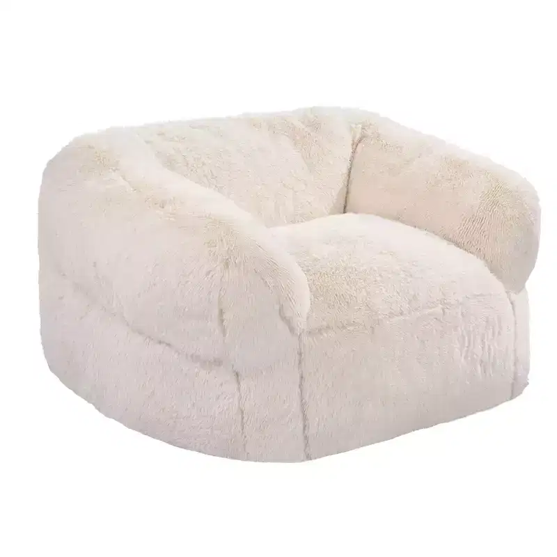 Bean Bag Chair, BeanBag Sofa Chair with Armrests for Adults, Fluffy Plush & High-Density Foam Filling Adult Bean Bag with Zapper, Beige