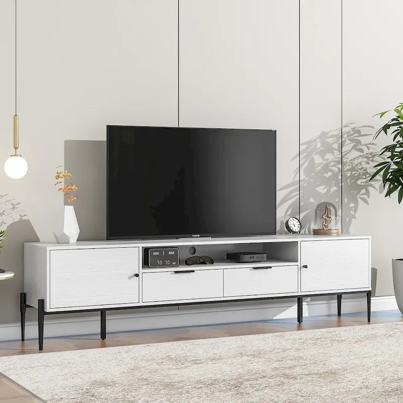 White and Gold Storage Cabinet with 2 Doors, Buffet Sideboard Cabinet with Storage
