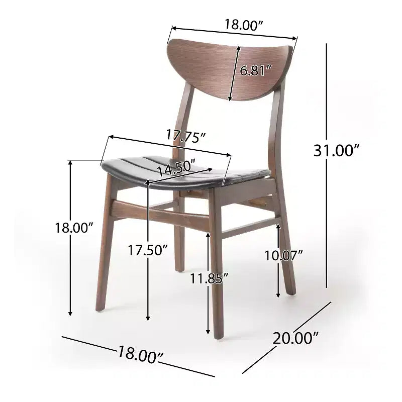 Imwalle Mid Century Modern Faux Leather Upholstered 5 Piece Dining Set, Walnut and Dark Brown