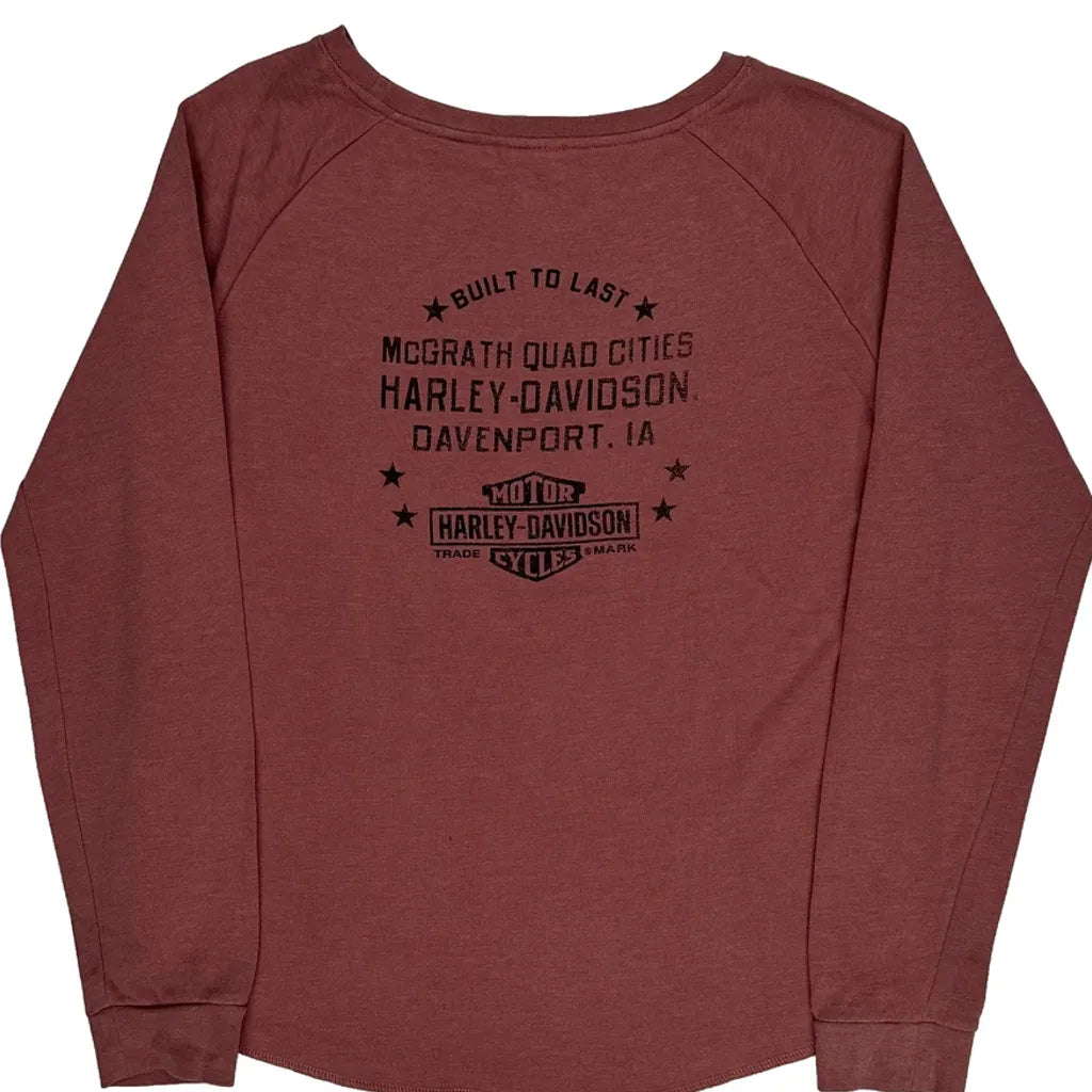 Graphic Long Sleeve T-Shirt Women's Regular Fit Round Neck Red Cotton Blend