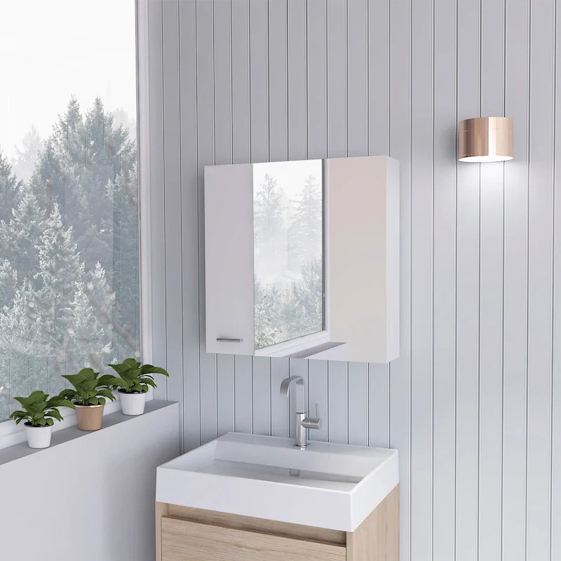 Medicine Cabinet with Mirror,Three Internal Shelves, Black Wengue Finish