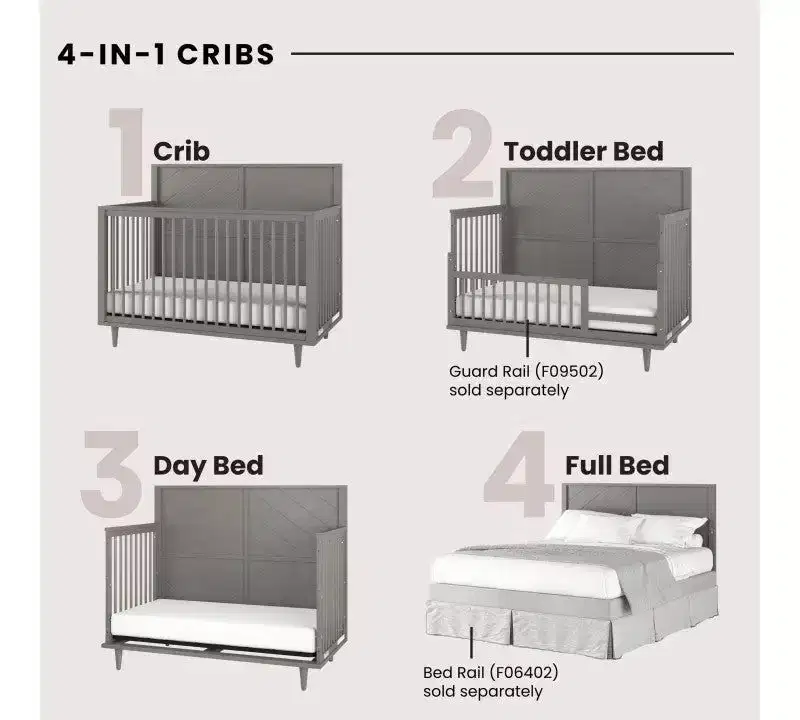 Child Craft Surrey Hill Crib, Dresser and Chest Nursery Set, 3-Piece, Includes 4-in-1 Convertible Crib, Dresser, and Chest