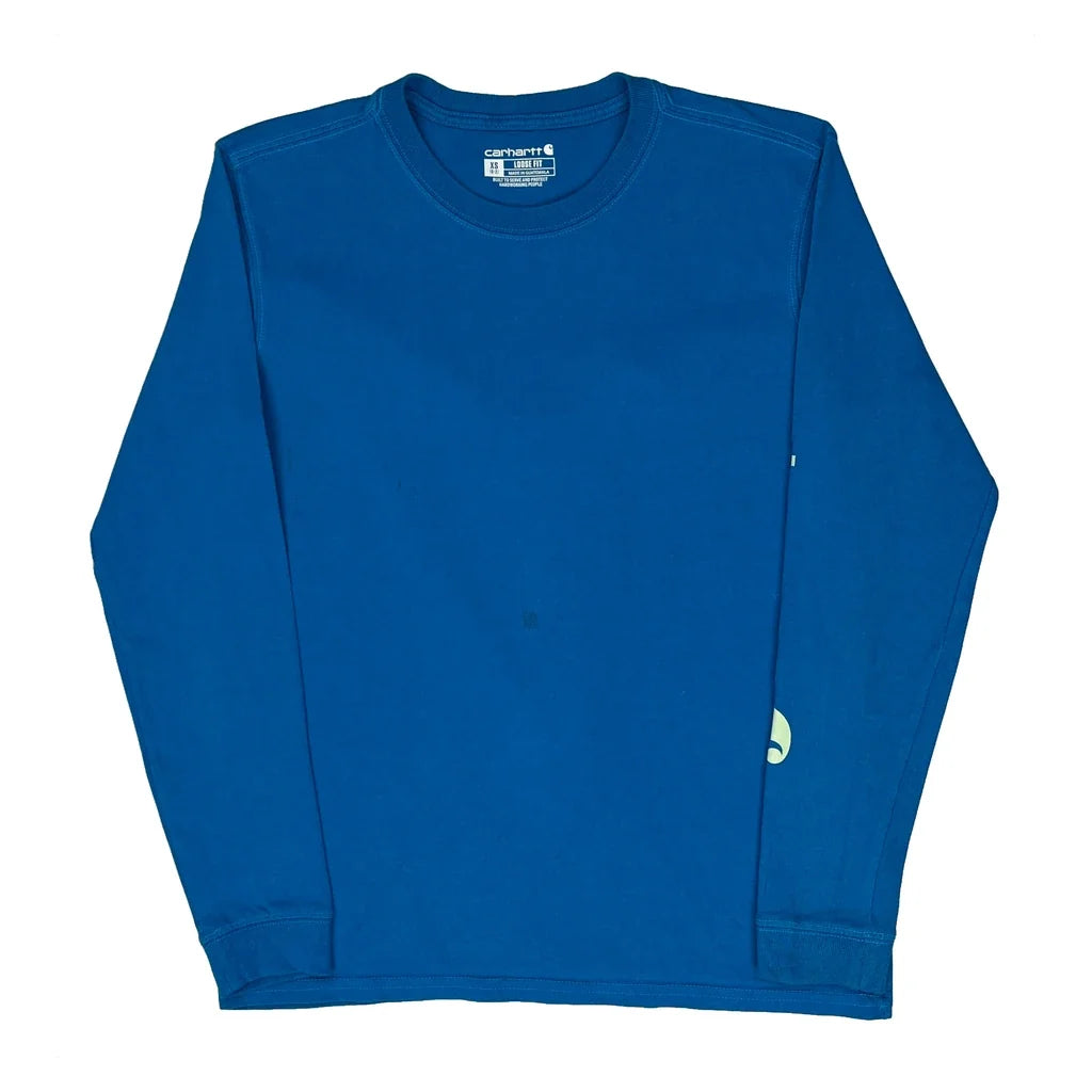 Long Sleeve T-Shirt XS Blue Cotton Women's Casual Crew Neck